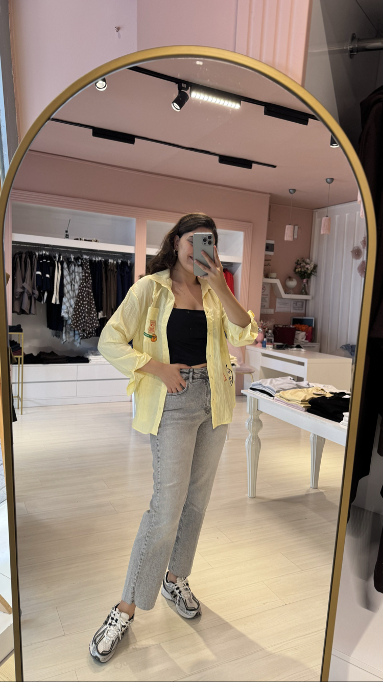 Gri Kesik Paça Boy Fit Jean