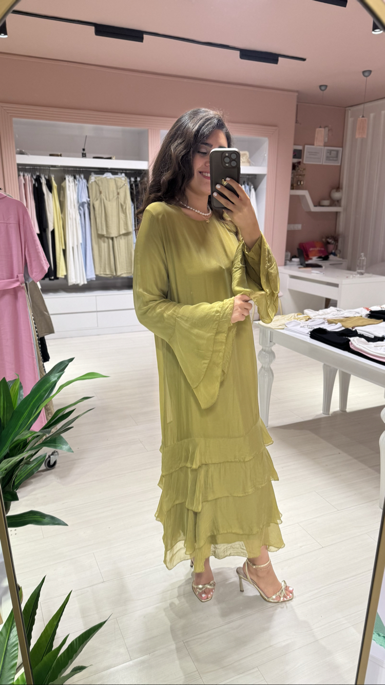 Hale Olive Elbise - İPEK