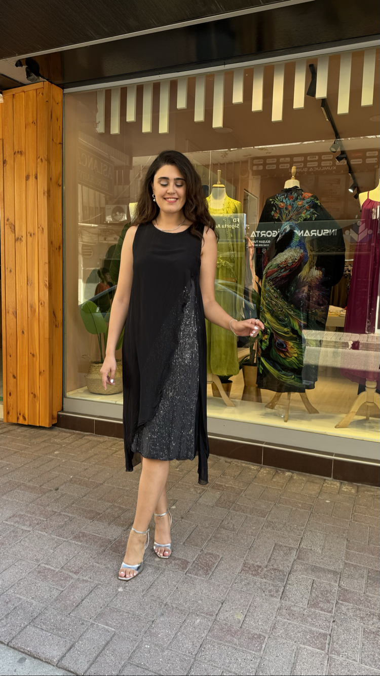 Fulya Siyah Elbise - İPEK