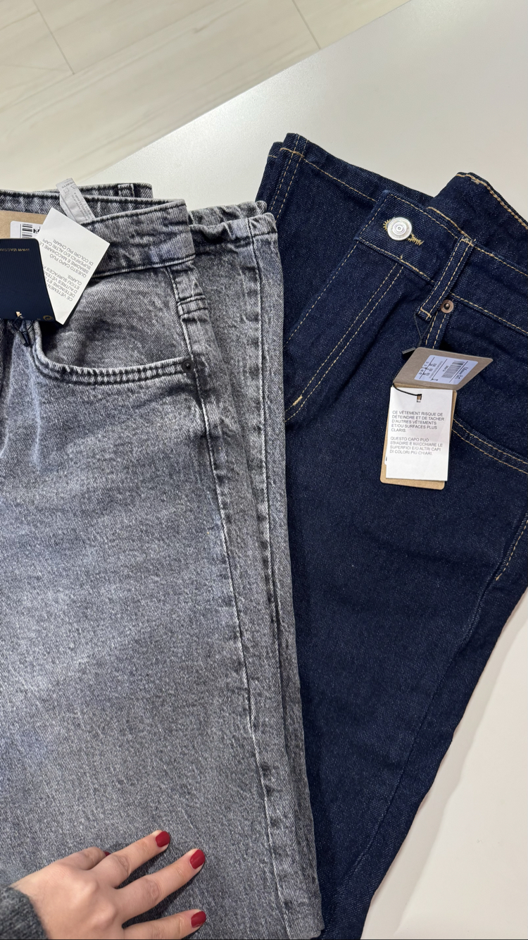 Massmo Eskitme Lacivert Wide Leg Jean