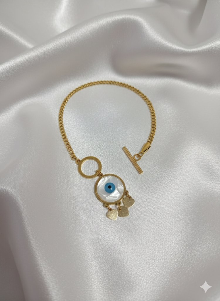 Çelik Gold Bileklik Göz Charm