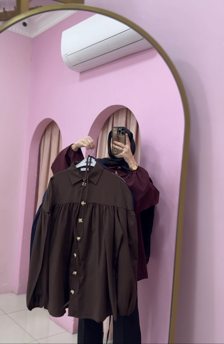 Kahve gold düğmeli tunik 