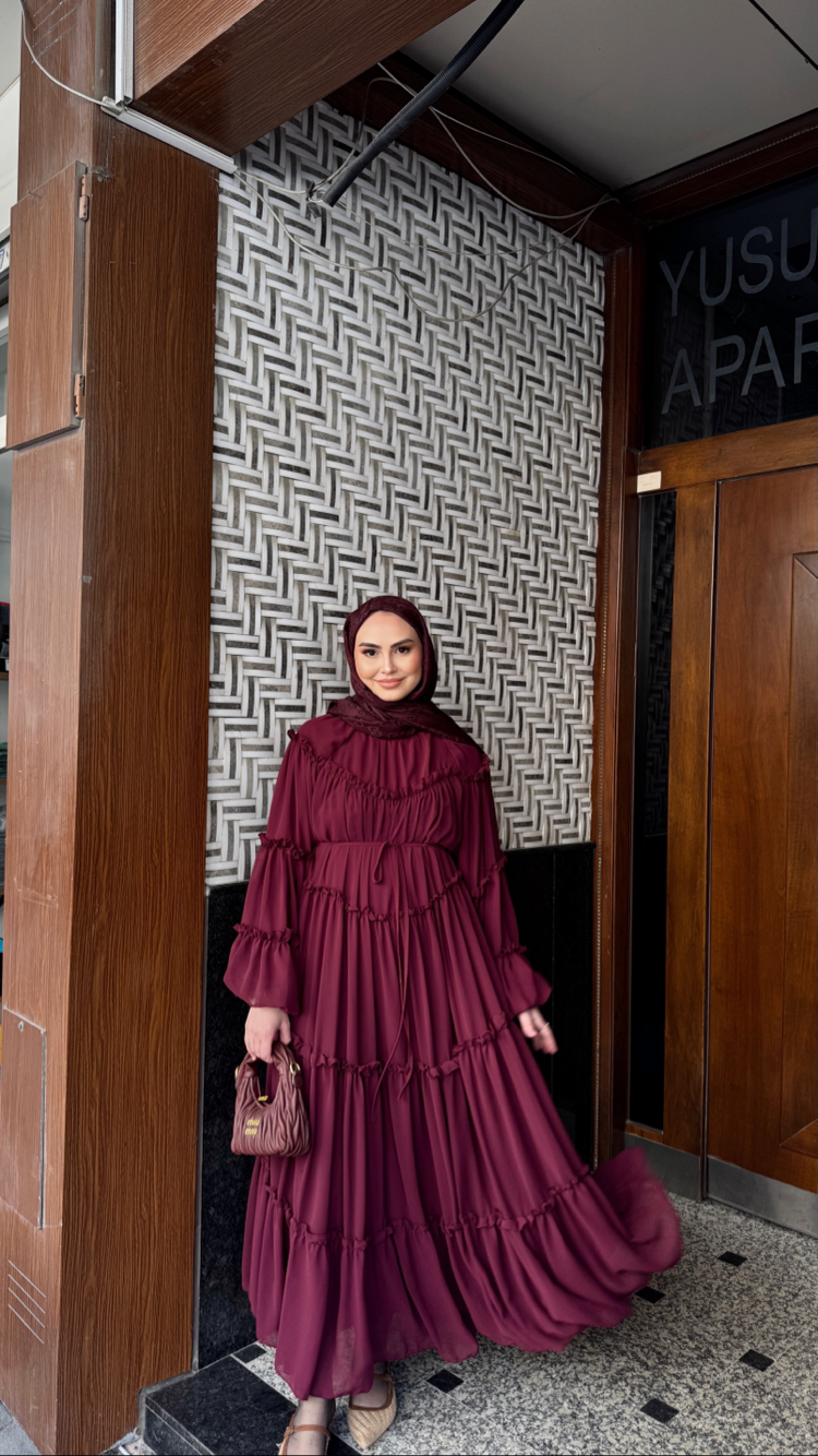 Bordo peri elbise
