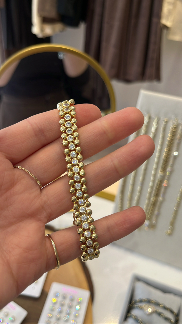 Özel seri 14k kaplama zirkon taş detaylı bileklik 