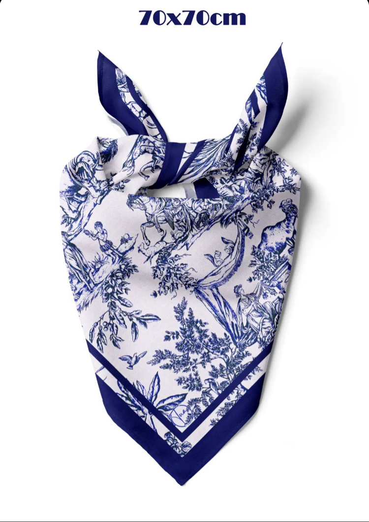 Blue Animal Toil Desen 70x70 cm Bandana/ Fular