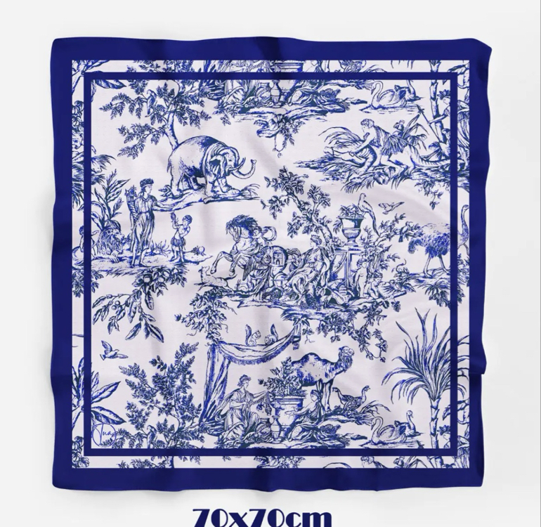 Blue Animal Toil Desen 70x70 cm Bandana/ Fular