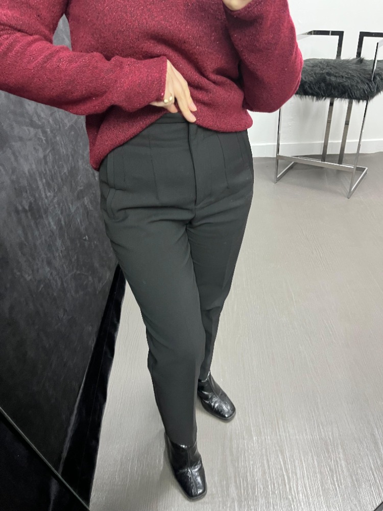 Karol Siyah Flatolu Pantolon
