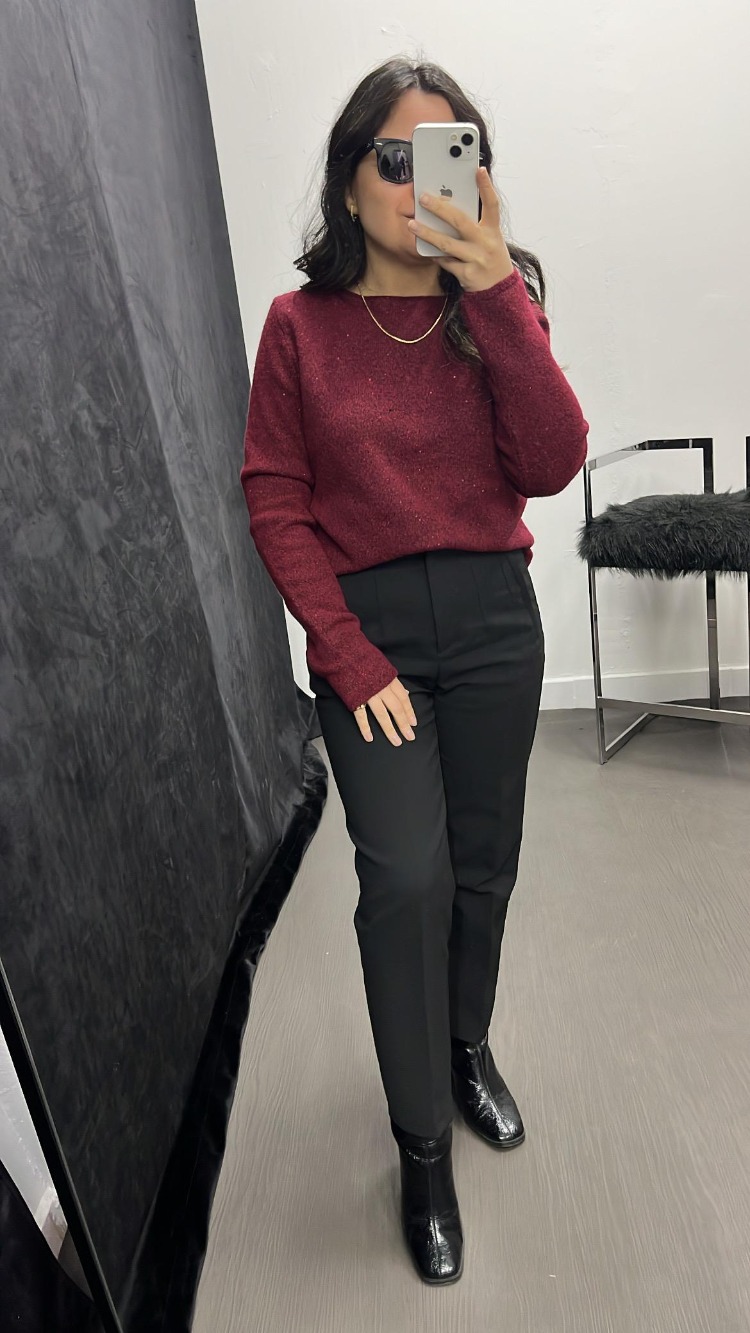Karol Siyah Flatolu Pantolon