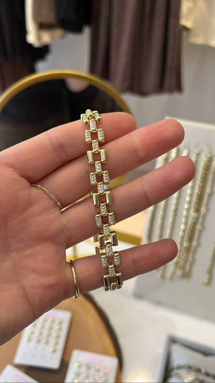 Özel seri 14k kaplama kordon zirkon taş detaylı bileklik 