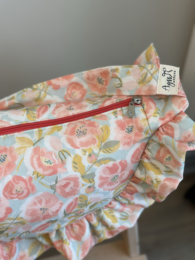 Bahar çiçekli fırfırlı moonbag