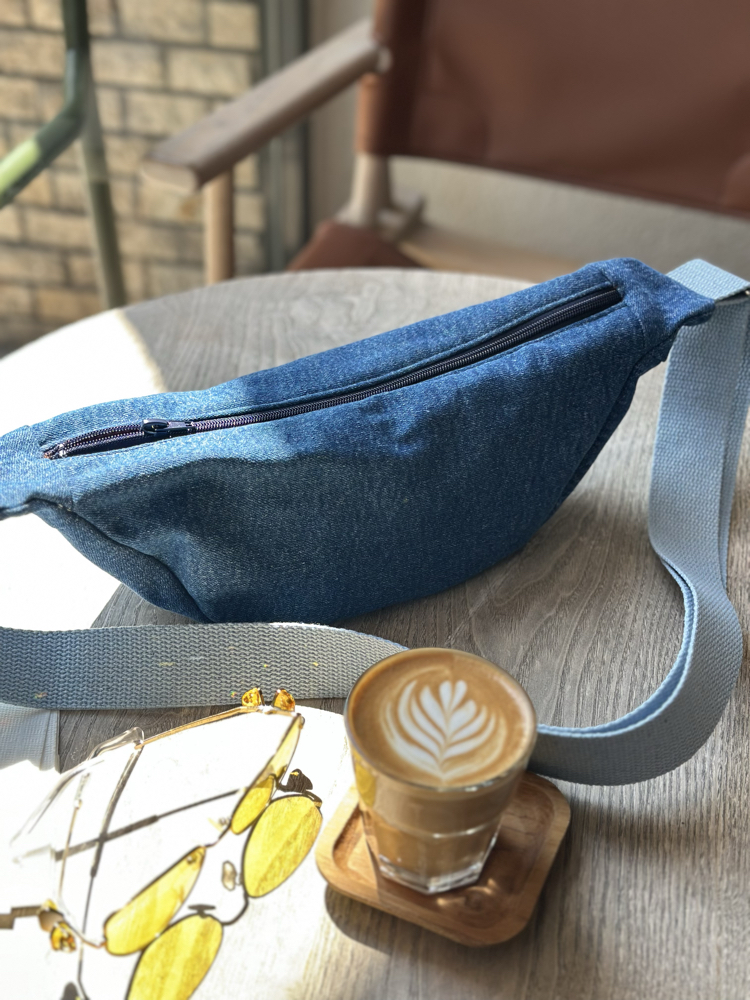 Denim moon bag