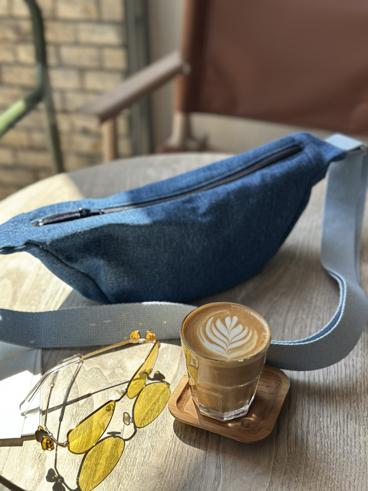 Denim moon bag