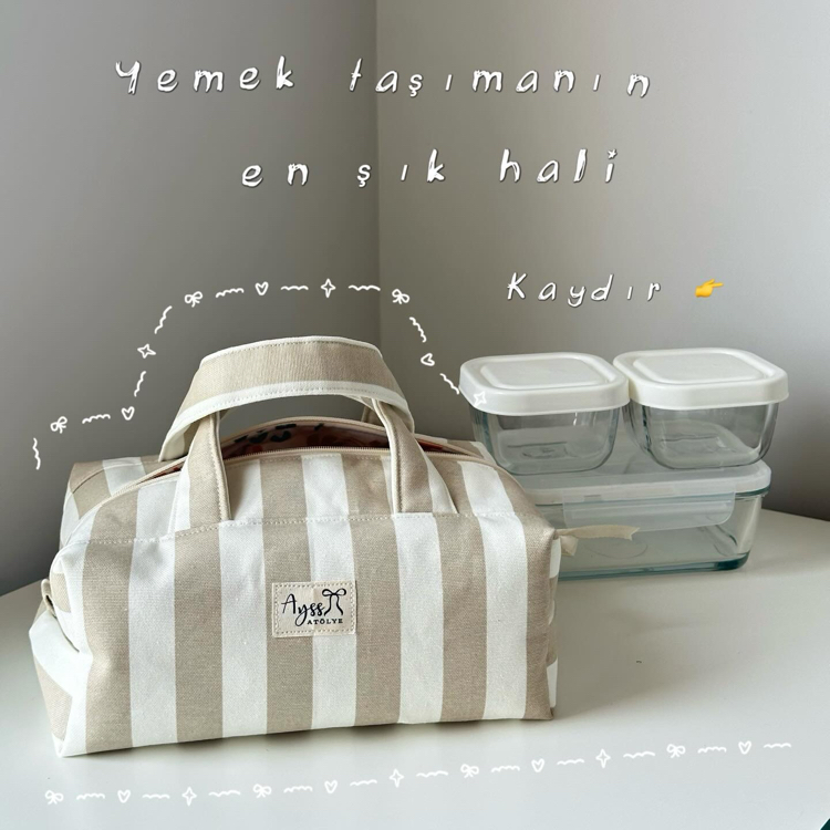 Çizgili yemek çantası