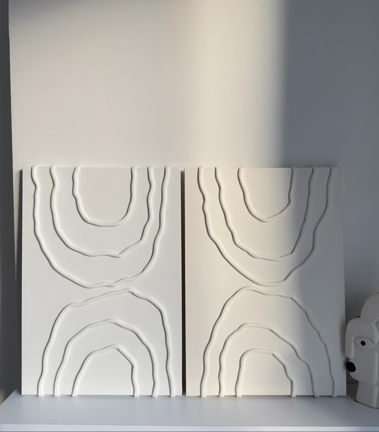 Minimal Soyut Duvar Tablosu İkili Set – El Yapımı Modern Dekoratif Tablo | Aysushome