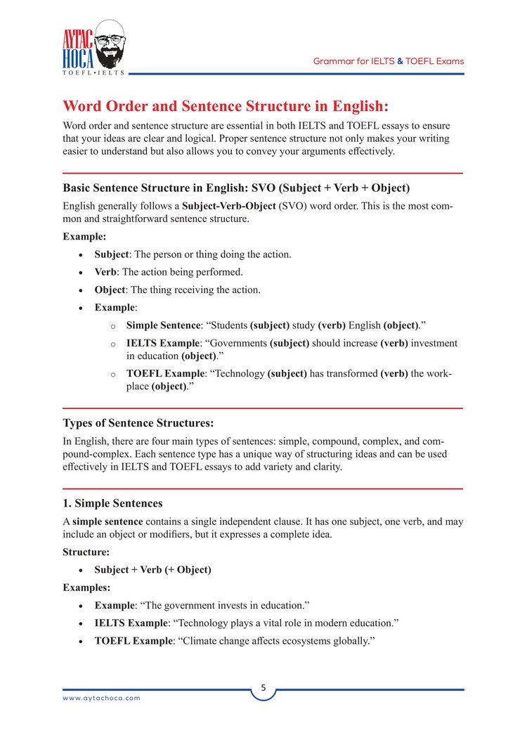 Grammar for IELTS and TOEFL Exams