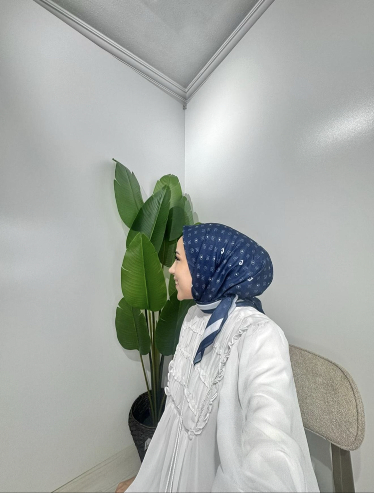 Pierre Cardin Soft Eşarp Lacivert Açık Renk Beyaz Şerit