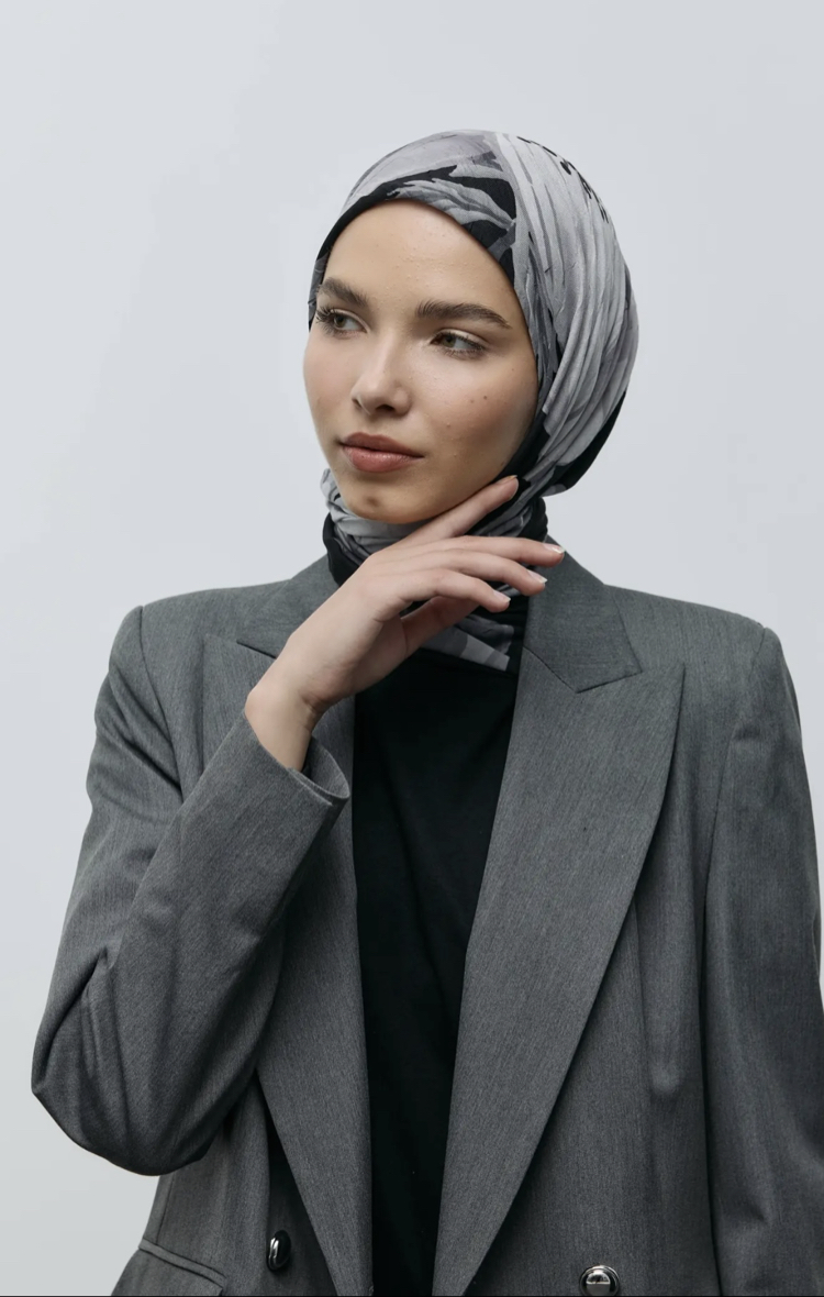 Roselith Desen Bambu Eşarp (siyah)