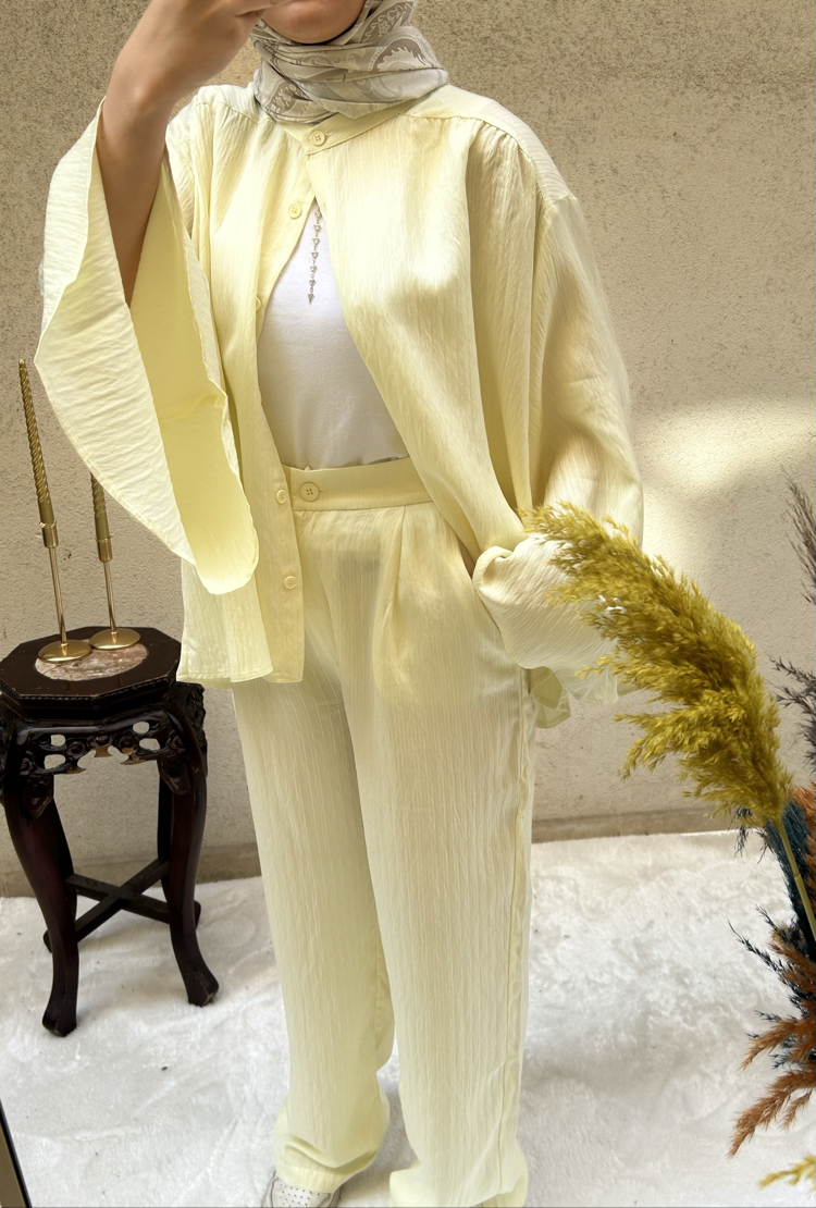 Oversize Çizgili Takım