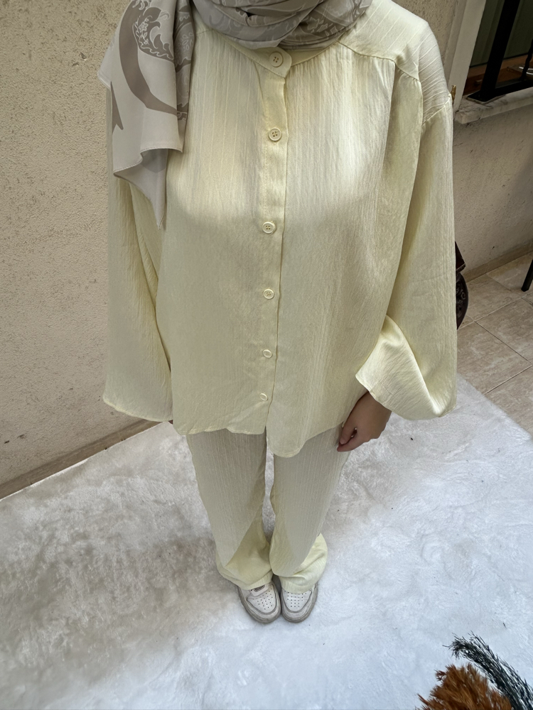 Oversize Çizgili Takım