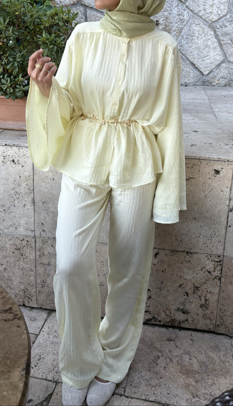 Oversize Çizgili Takım