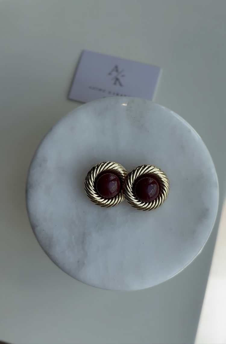 Vintage bordo küpe 