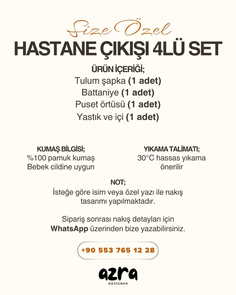 Müslin Bebek Hastane Çıkışı Seti | Tulum Şapka Battaniye Puset Örtüsü Yastık