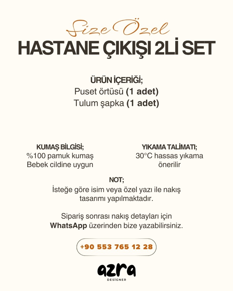 Hastane Çıkışı 2’li Set – %100 Pamuk Müslin | İsme Özel Tasarım