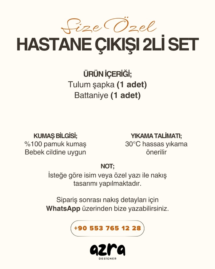 Hastane Çıkışı 2’li Set – %100 Pamuk Müslin | İsme Özel Tasarım