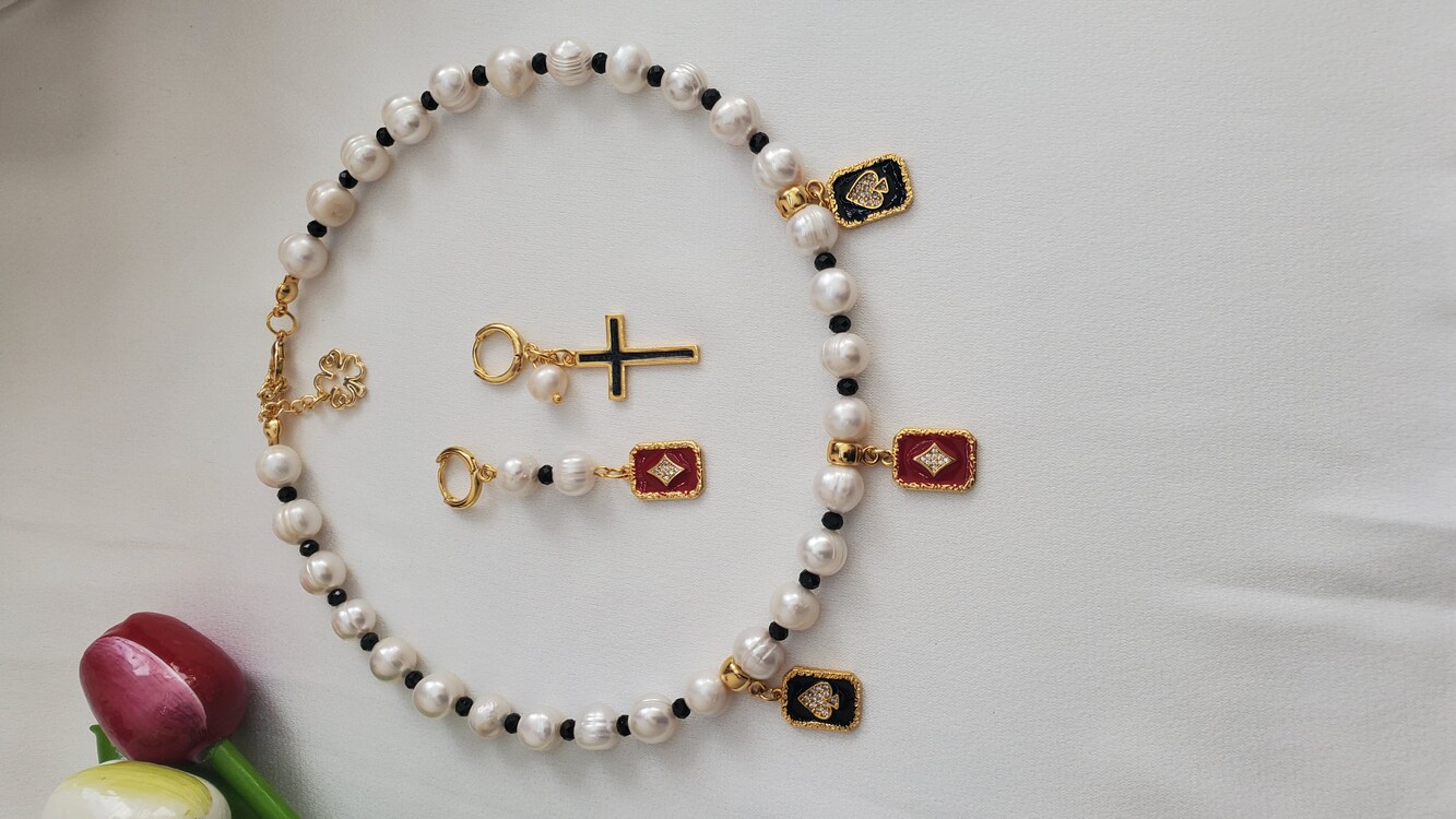 Fısıltı İnci ve Spinel Takı Seti