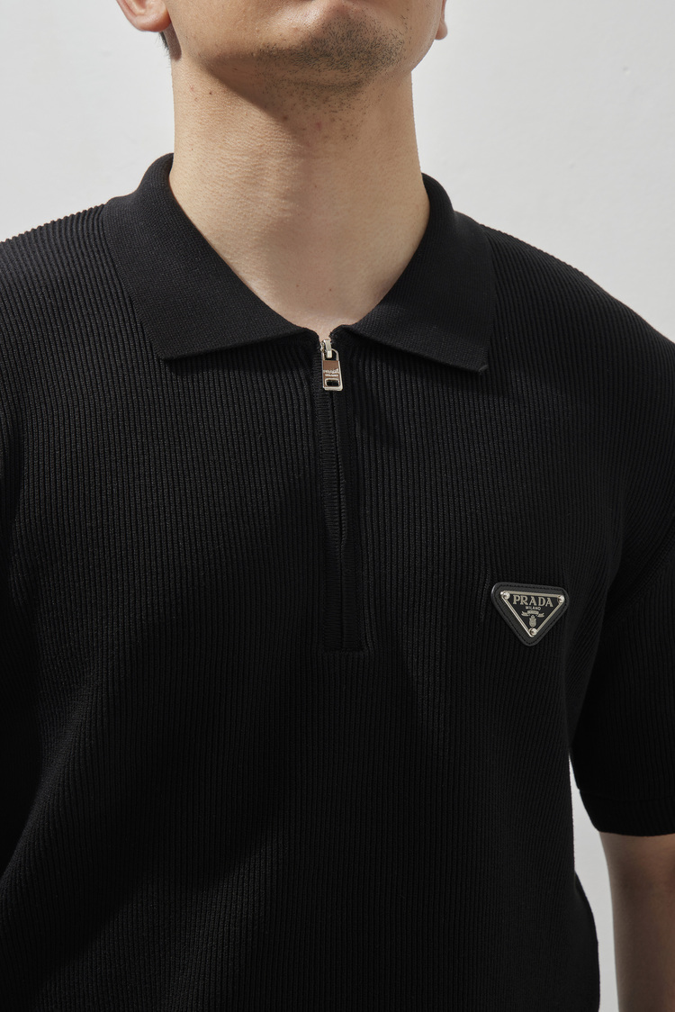 PRADA Polo Yaka T-Shirt Black
