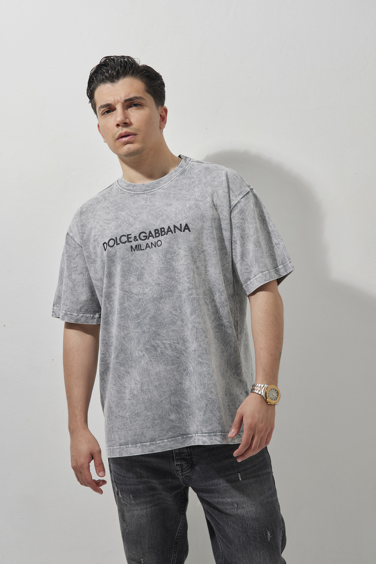 DOLCE & GABBANA Yıkamalı T-Shirt Gray