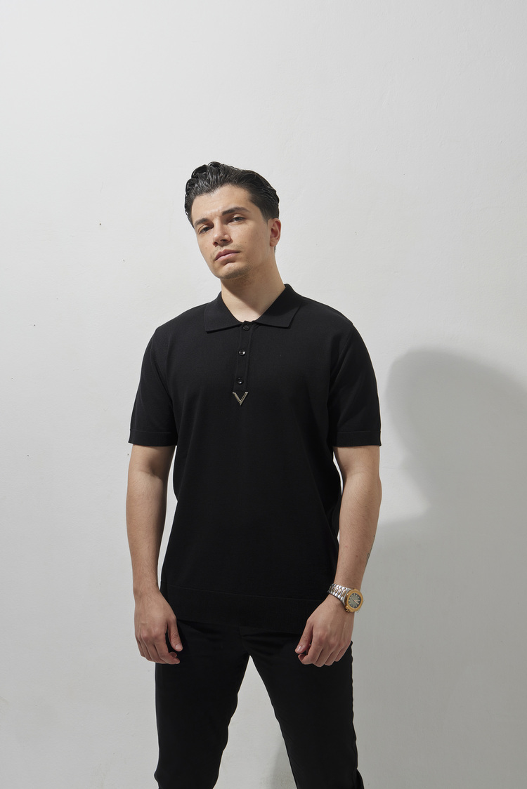 A+ VALENTINO Polo Yaka T-Shirt Black