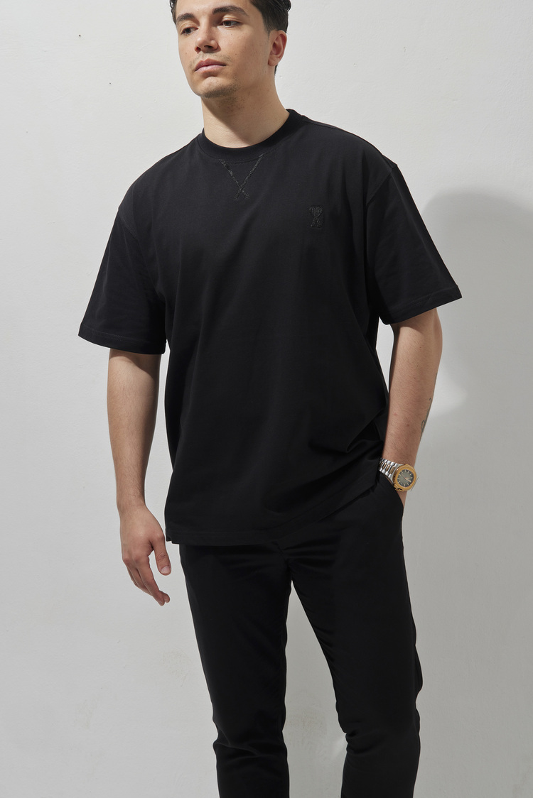 AMİ Nakışlı T-Shirt Black