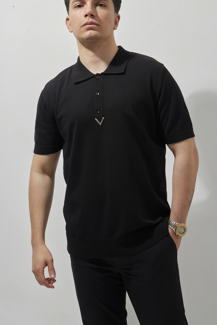 A+ VALENTINO Polo Yaka T-Shirt Black