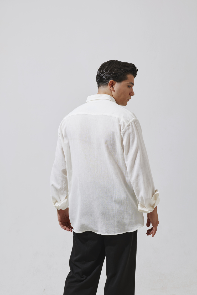 Babylon Oversize Keten Gömlek - White