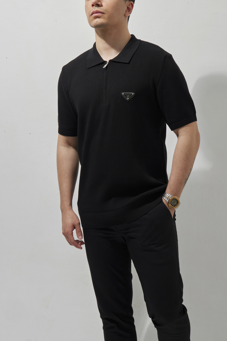 PRADA Polo Yaka T-Shirt Black