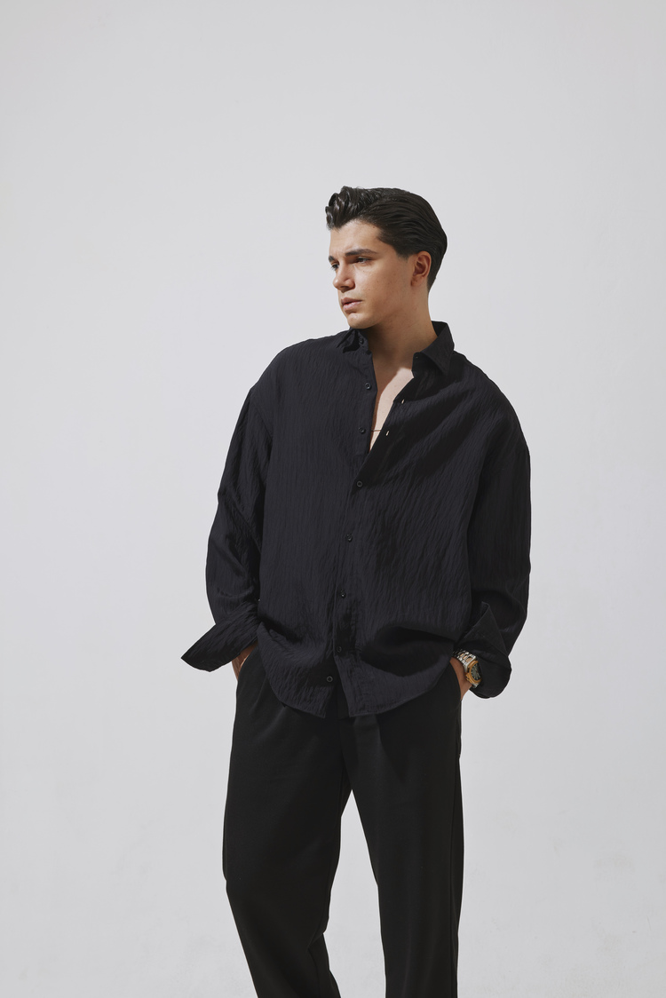 Babylon Paris Oversize Çizgili Gömlek - Black