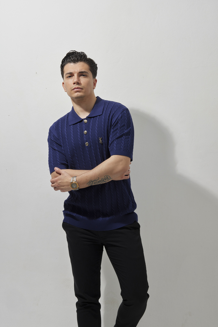 A+ Yves Saint Laurent Polo Yaka T-Shirt Navy Blue