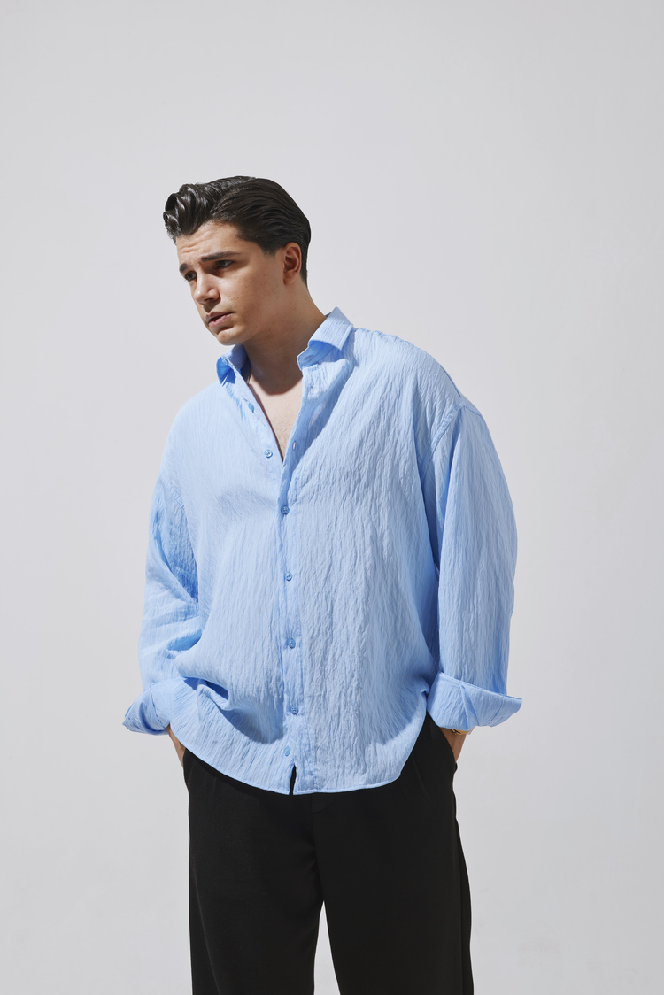 Babylon Paris Oversize Çizgili Gömlek - Blue