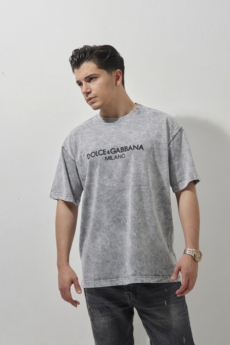 DOLCE & GABBANA Yıkamalı T-Shirt Gray