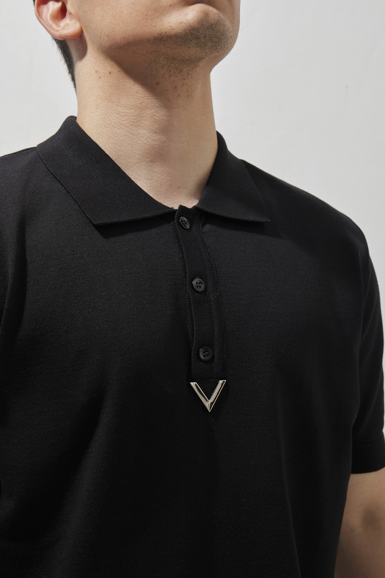 A+ VALENTINO Polo Yaka T-Shirt Black