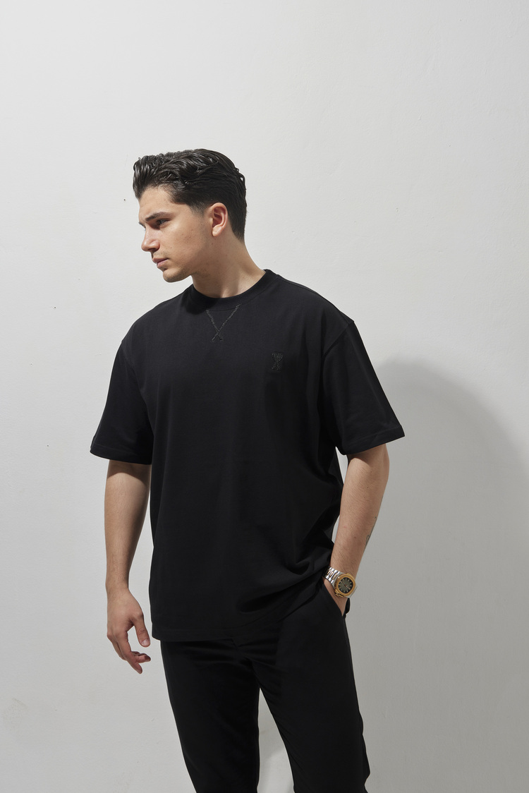 AMİ Nakışlı T-Shirt Black