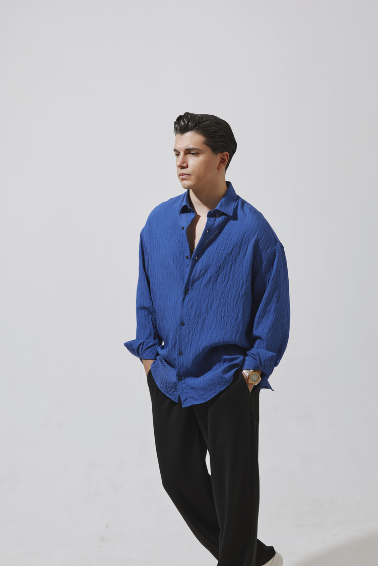 Babylon Paris Oversize Çizgili Gömlek - Navy Blue