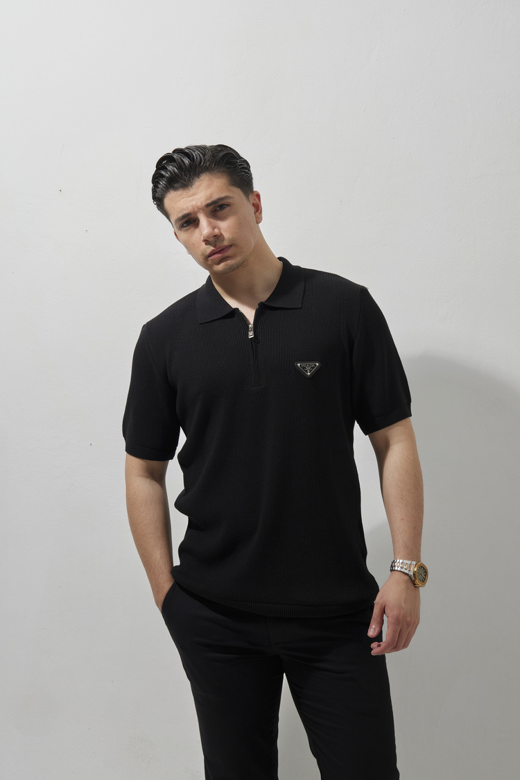 PRADA Polo Yaka T-Shirt Black