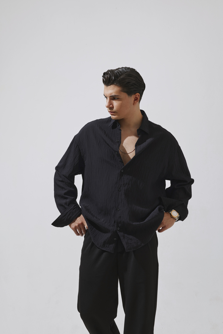 Babylon Paris Oversize Çizgili Gömlek - Black