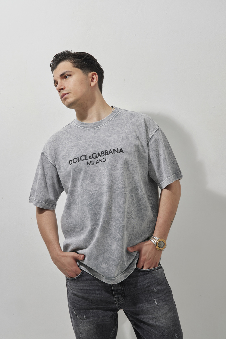 DOLCE & GABBANA Yıkamalı T-Shirt Gray