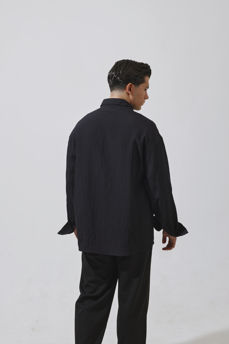 Babylon Paris Oversize Çizgili Gömlek - Black