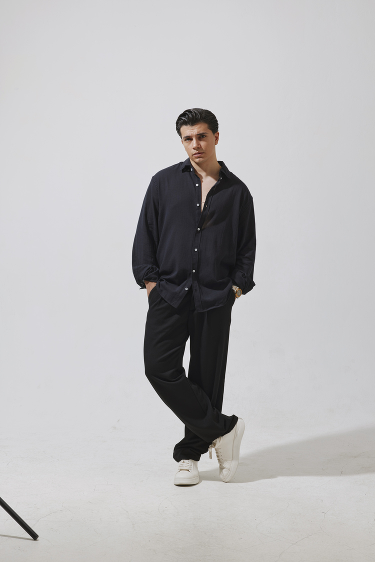 Babylon Oversize Keten Gömlek - Black