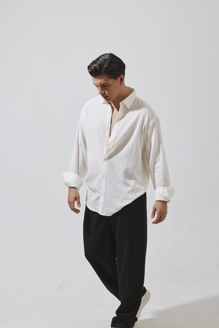 Babylon Oversize Keten Gömlek - White