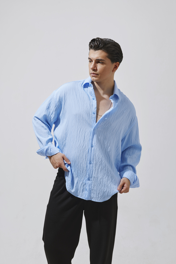 Babylon Paris Oversize Çizgili Gömlek - Blue